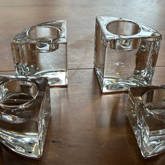 Orrefors Sweden, Quartet Crystal Votive Candle Holders - Picture 6 of 8